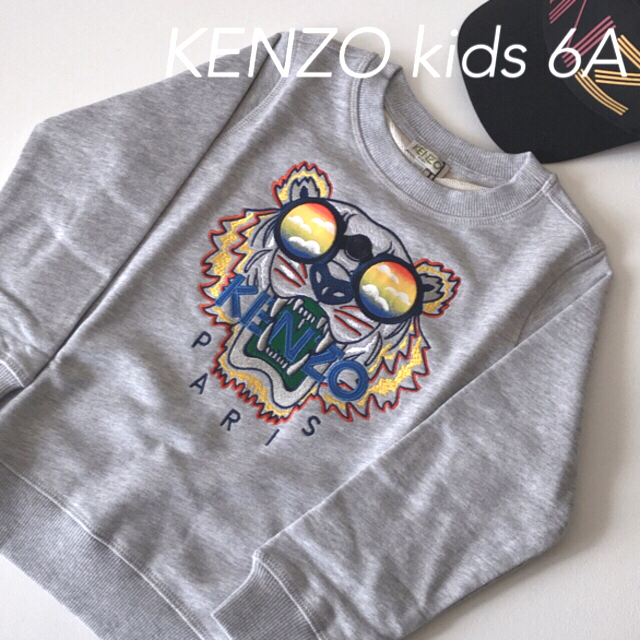 新品 未使用｜KENZO ケンゾーキッズ タイガー刺繍 トレーナー グレー 6A