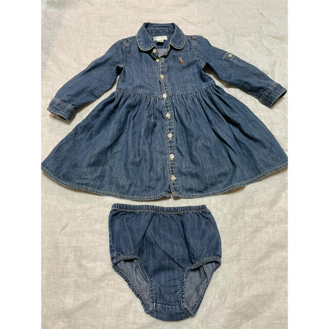 Ralph Lauren(ラルフローレン)の美品　ラルフローレン  デニム ワンピース　12M  キッズ/ベビー/マタニティのベビー服(~85cm)(ワンピース)の商品写真