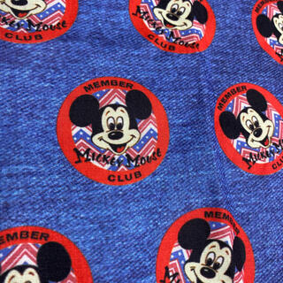 ディズニー(Disney)のミッキーマウス　ブルー　ハギレ　生地(生地/糸)
