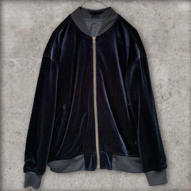 GU(ジーユー)の【 GU 】 ジーユー　ベロア 調 ブルゾン M ネイビーブルー メンズのジャケット/アウター(ブルゾン)の商品写真