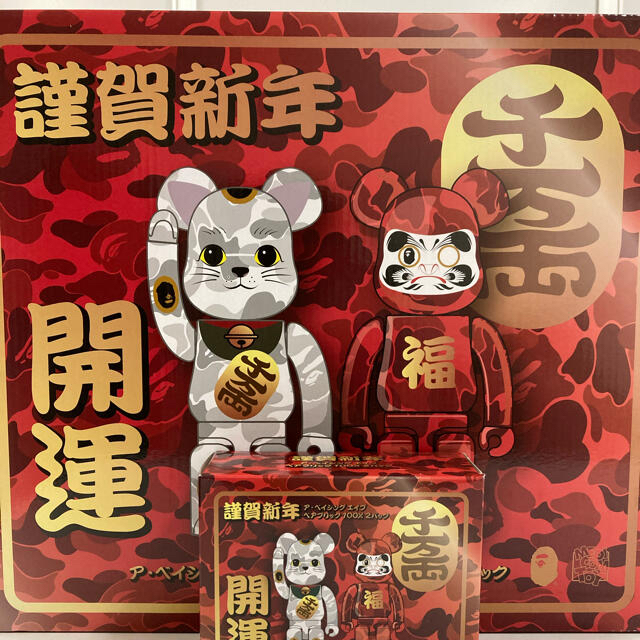 【NEW限定品】 A 100%セット 招き猫&達磨 400% bape 限定値下げ!BE@RBRICK - APE BATHING その他