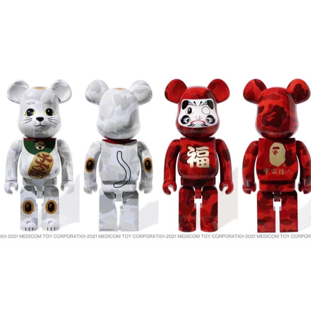 ベアブリック bearbrick bape招き猫&達磨 1000%