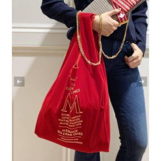 ドゥーズィエムクラス(DEUXIEME CLASSE)の新品　BONJOUR MADAME ベロアBAG レッド (トートバッグ)