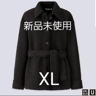 ユニクロ(UNIQLO)の新品未使用【UNIQLO】ボアフリースショートコート　ブラック　XL(ミリタリージャケット)