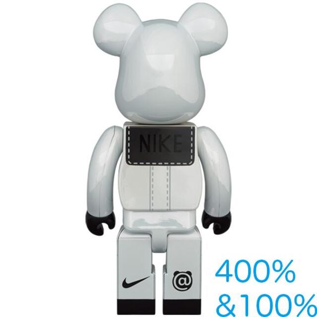 MEDICOM TOY(メディコムトイ)のBE@RBRICK NIKE SB 2020 WHITE 100％ &400％① エンタメ/ホビーのフィギュア(その他)の商品写真