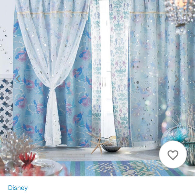 Disney(ディズニー)のベルメゾン　カーテン　ディズニー アリエル 2重 遮光 約100×200 2枚 インテリア/住まい/日用品のカーテン/ブラインド(カーテン)の商品写真