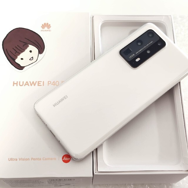 中古　Huawei P40 Pro+　中国版8/256GBセラミックホワイト スマホ/家電/カメラのスマートフォン/携帯電話(スマートフォン本体)の商品写真