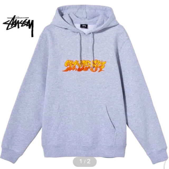 【超希少モデル】 STUSSY ファイヤー パーカー 入手困難 刺繍ロゴ XL