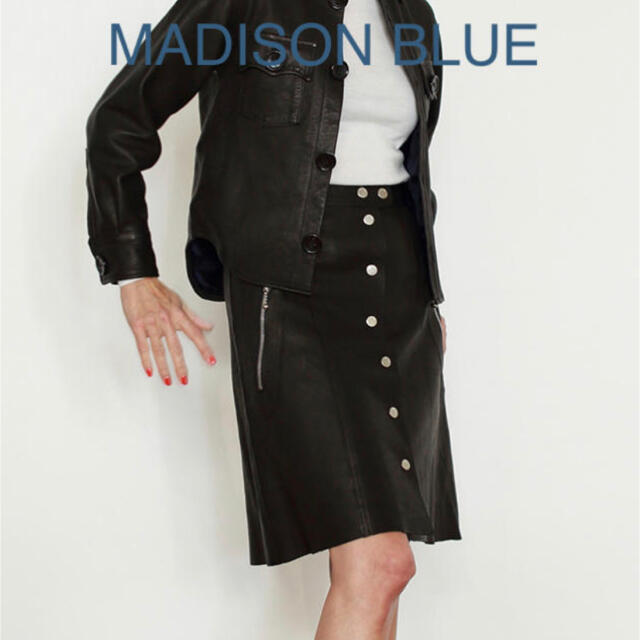 MADISONBLUE(マディソンブルー)の希少【MADISON BLUEマディソンブルー】レザースナップ ハーフスカート レディースのスカート(ひざ丈スカート)の商品写真