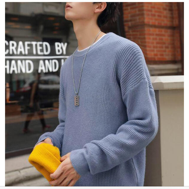 ニット セーター XL ゆったりサイズ ブルー メンズのトップス(ニット/セーター)の商品写真