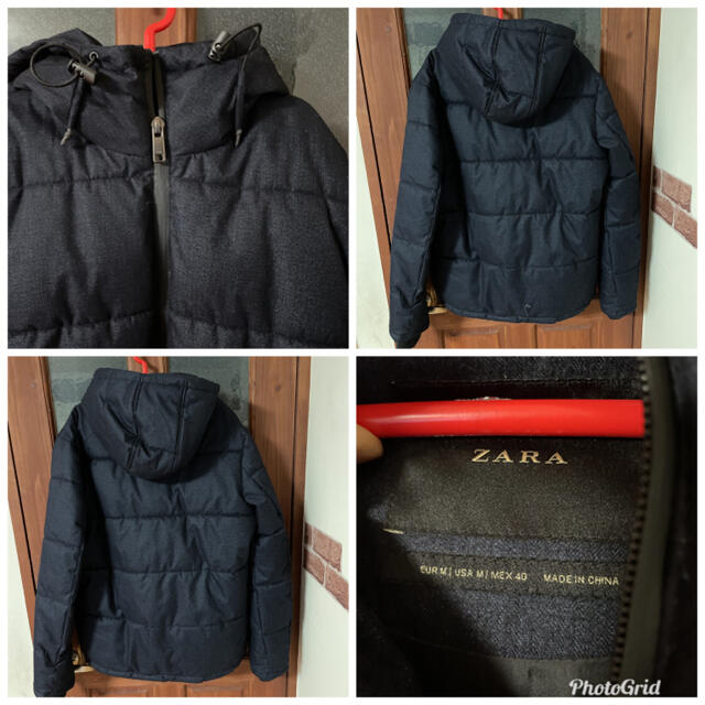 ZARA(ザラ)のZARAデニムダウンジャケット　ブラックタグ メンズのジャケット/アウター(ダウンジャケット)の商品写真