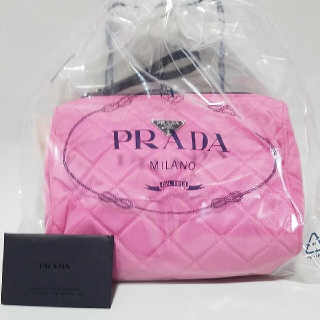 ポーチPRADA キルティングポーチ ピンク