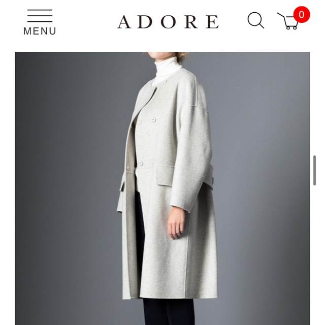 ADORE(アドーア)のADORE  アドーア　黒　ノーカラー　毛100％　コート　38 レディースのジャケット/アウター(ロングコート)の商品写真