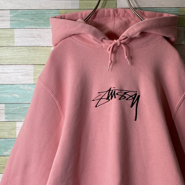 【希少デザイン】STUSSY センターロゴ刺繍 スウェット パーカー 人気