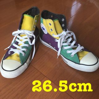 コンバース(CONVERSE)のコンバースオールスター★26.5cmレザーパッチワークハイカットスニーカー本革(スニーカー)