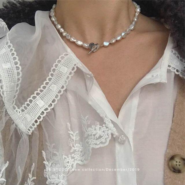Adam et Rope' - "SSstudio" 淡水パール チョーカーネックレス シルバー ハート
