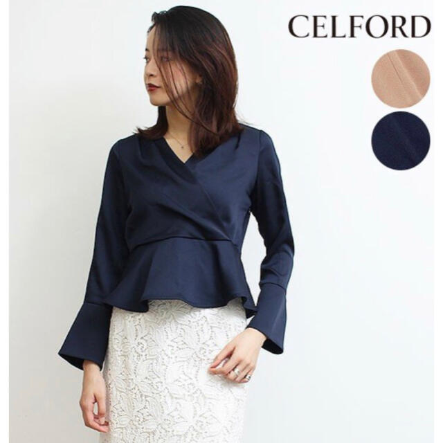 シャツ/ブラウス(長袖/七分)CELFORD セルフォード カシュクールペプラムブラウス 36