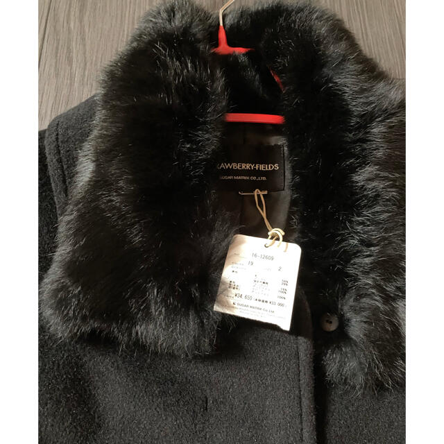 STRAWBERRY-FIELDS(ストロベリーフィールズ)のおリボンのブラックコート レディースのジャケット/アウター(ロングコート)の商品写真