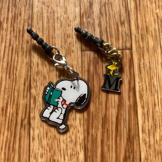 スヌーピー(SNOOPY)のSNOOPYとウッドストックの携帯イヤホンジャック(ストラップ/イヤホンジャック)