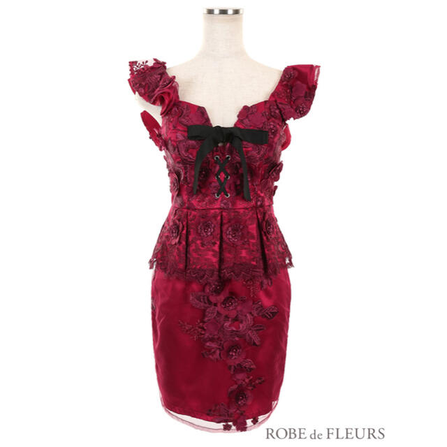 ROBE(ローブ)のラメ刺繍レースタイトドレス レディースのフォーマル/ドレス(ミニドレス)の商品写真
