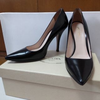 プラダ(PRADA)の美品 プラダ PRADA ハイヒール パンプス ブラック 38(ハイヒール/パンプス)