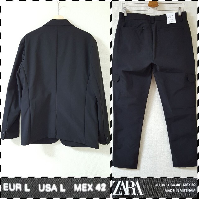 ZARA(ザラ)の新品★タグ付き★多機能★セットアップ★カーゴパンツ★ジャケット★レア★コンビ★黒 メンズのスーツ(セットアップ)の商品写真