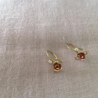 18k ローズ czダイヤ 小ぶり ピアス(ピアス)