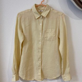 ユニクロ(UNIQLO)のUNIQLO リネンシャツ(長袖)イエロー(シャツ/ブラウス(長袖/七分))