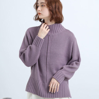 美品　クイーンズコート　ニット　ラベンダー　薄紫　ハイネック　2 Mサイズ
