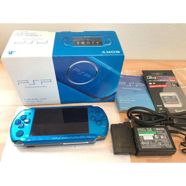 PSP 青 バイブラント ブルー 本体 付属品 ソニー 725