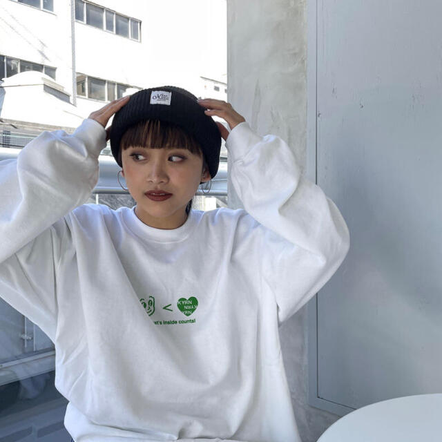 KANGOL(カンゴール)のkaoyorinakami カオナカ トレーナー 白 緑 White green メンズのトップス(パーカー)の商品写真