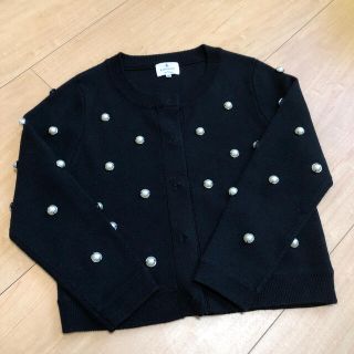 ランバンオンブルー(LANVIN en Bleu)のららら様♡LANVIN en blue カーディガン　パール　ブラック♡美品(カーディガン)