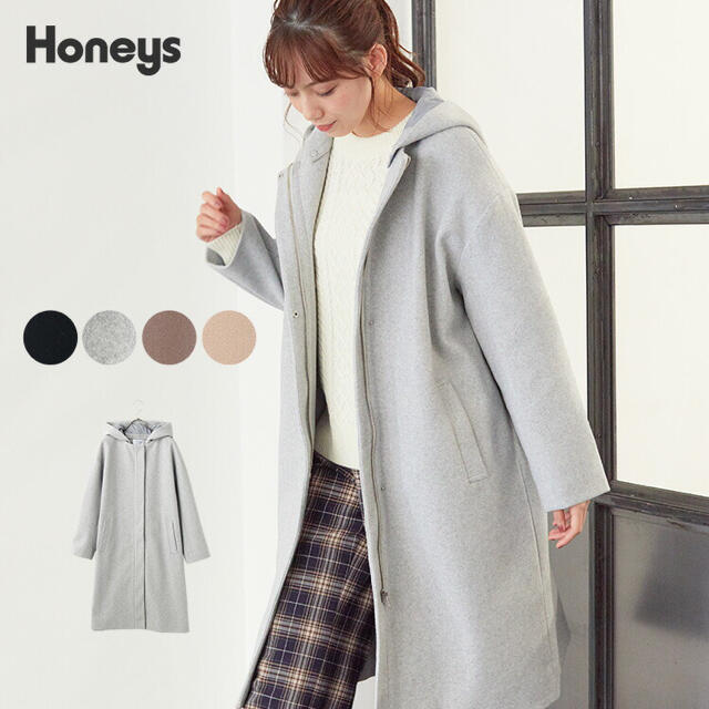 HONEYS 土日限定価格 新品 ハニーズ フードコート ロングコート LLの通販 by よしりん Honeys フード付き ロングコート