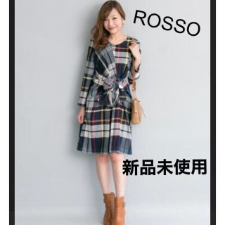 アーバンリサーチロッソ(URBAN RESEARCH ROSSO)の【新品】 ROSSO ロッソ ネルチェック前リボンワンピース(ひざ丈ワンピース)