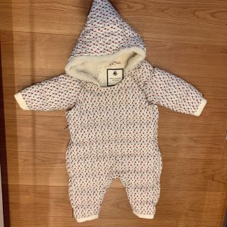 プチバトー(PETIT BATEAU)の期間限定値下げ！！プチバトー柄　12m　カバーオール　ダウン(カバーオール)