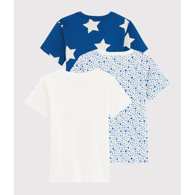 PETIT BATEAU(プチバトー)の新品  プチバトー  6ans  星 プリント 半袖Ｔシャツ３枚組 キッズ/ベビー/マタニティのキッズ服男の子用(90cm~)(下着)の商品写真