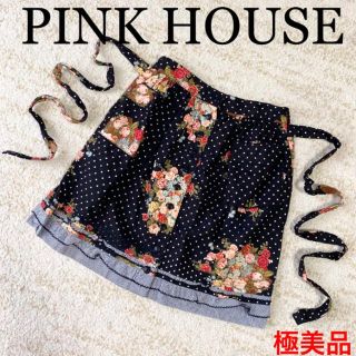 ピンクハウス(PINK HOUSE)の極美品　ピンクハウス　レース　花柄　黒　スカート　ドット柄　スカート　(スカート)