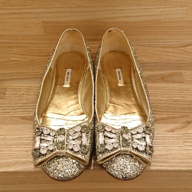 miu miu グリッター フラット シューズ 35サイズ 1