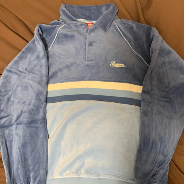 Supreme(シュプリーム)のsupreme stripe velour raglan L/S polo M メンズのトップス(スウェット)の商品写真