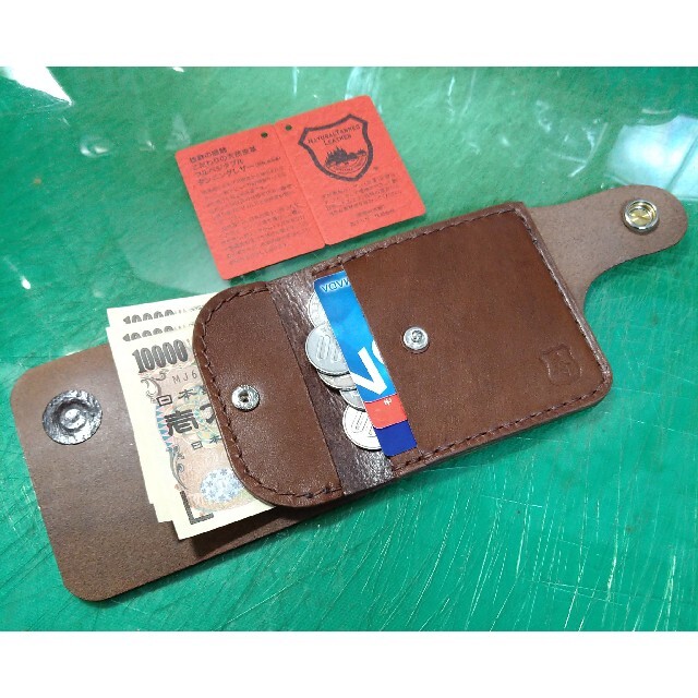栃木レザー(トチギレザー)の試作 超スリム ハーフウォレット 栃木レザー ヌメ革 コンパクト ミニマル 財布 メンズのファッション小物(折り財布)の商品写真