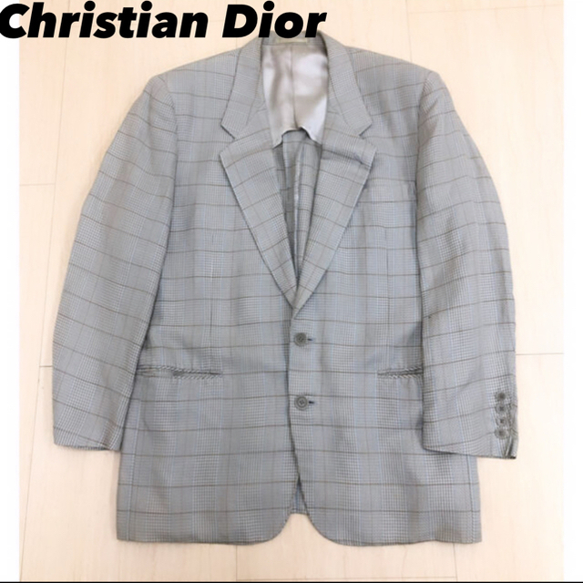 90s Christian Dior チェック柄　シルク　テーラードジャケット