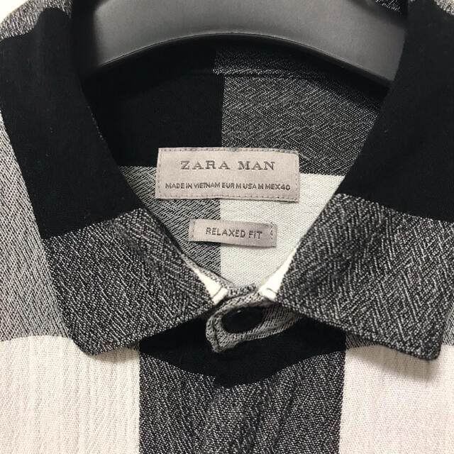 ZARA(ザラ)のZARA MAN ザラマン　縮緬素材チェック柄オーバーサイズロングシャツM メンズのトップス(シャツ)の商品写真