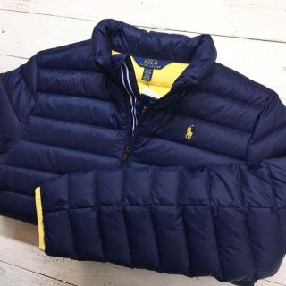 ポロラルフローレン(POLO RALPH LAUREN)の新品【キッズXL】★ラルフ★ロゴ刺しゅう入りダウンジャケット/紺(ダウンジャケット)