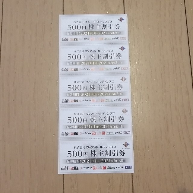 ヴィアホールディングス　株主割引券　500円×5枚 2500円分 チケットの優待券/割引券(レストラン/食事券)の商品写真