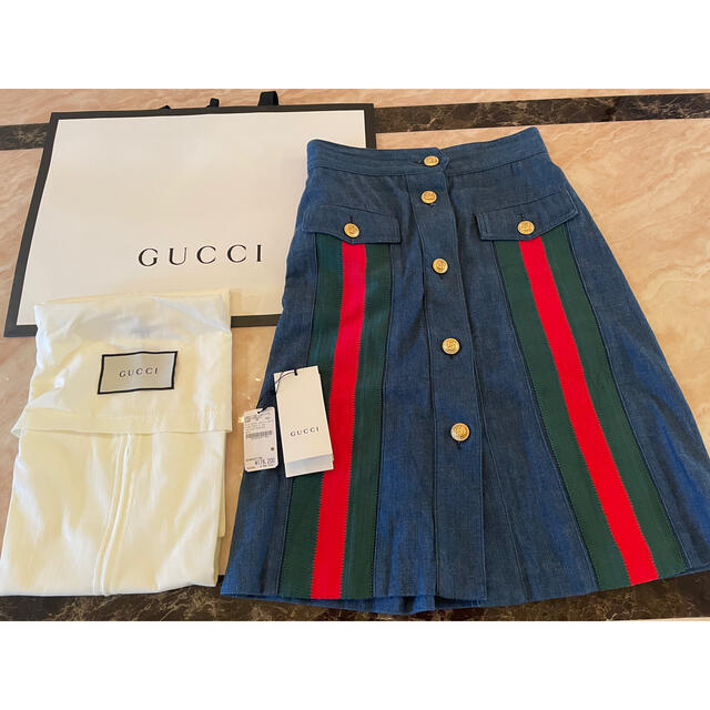 男性に人気! Gucci - GUCCI デニムスカート(38) ひざ丈スカート