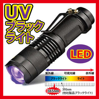 ブラックライト 紫外線 LED UV ライト 365nm 蓄光 釣り 偽造 尿(ライト/ランタン)