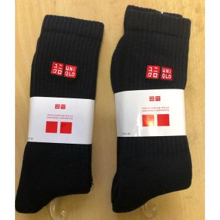 ユニクロ(UNIQLO)のユニクロ　テニスソックス　ロゴ　黒　2足セット(ソックス)