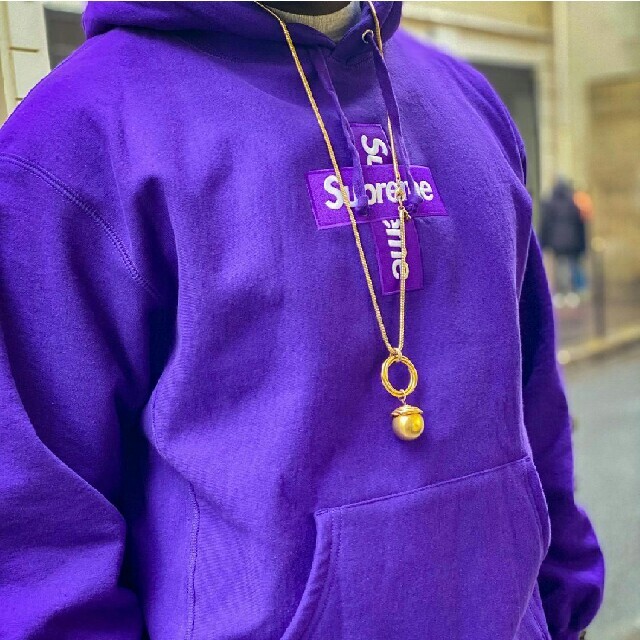 S Purple Supreme Cross Box Logo HoodedSmallCOLOR