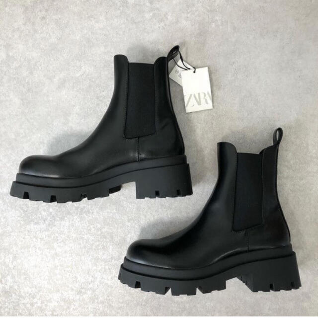 zara ZARA ザラ トラックソール　ストレッチブーツ37