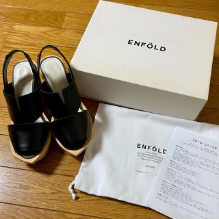 エンフォルド(ENFOLD)のENFOLDウッドヒールサンダル ブラック(サンダル)